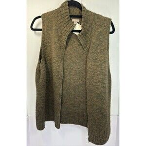 J. Jill Brown Marled Sweater Vest Wool Alpaca Blend Full Zip  L